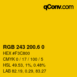 カラーコード: RGB 243 200.6 0 | qconv.com