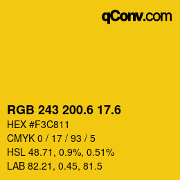 カラーコード: RGB 243 200.6 17.6 | qconv.com