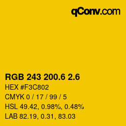 カラーコード: RGB 243 200.6 2.6 | qconv.com