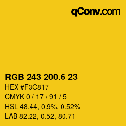 カラーコード: RGB 243 200.6 23 | qconv.com