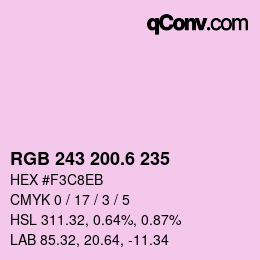 カラーコード: RGB 243 200.6 235 | qconv.com