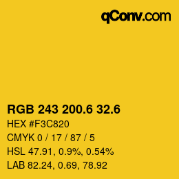 カラーコード: RGB 243 200.6 32.6 | qconv.com