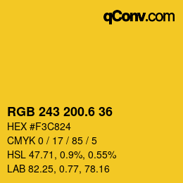 カラーコード: RGB 243 200.6 36 | qconv.com