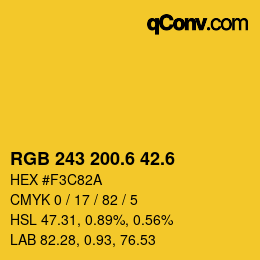 カラーコード: RGB 243 200.6 42.6 | qconv.com