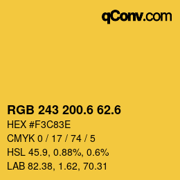 カラーコード: RGB 243 200.6 62.6 | qconv.com