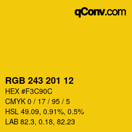 Farbcode: RGB 243 201 12 | qconv.com