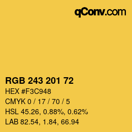Color code: RGB 243 201 72 | qconv.com