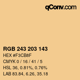 Color code: RGB 243 203 143 | qconv.com