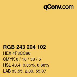 Color code: RGB 243 204 102 | qconv.com