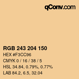 颜色代码: RGB 243 204 150 | qconv.com