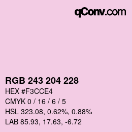 Color code: RGB 243 204 228 | qconv.com