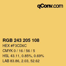 Color code: RGB 243 205 108 | qconv.com