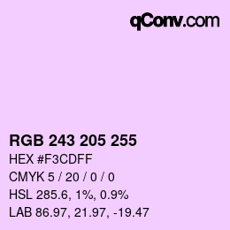 Color code: RGB 243 205 255 | qconv.com