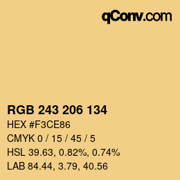 Color code: RGB 243 206 134 | qconv.com