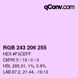 Color code: RGB 243 206 255 | qconv.com