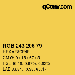 Code couleur: RGB 243 206 79 | qconv.com