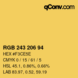 Color code: RGB 243 206 94 | qconv.com