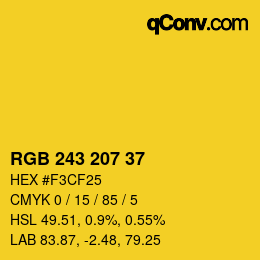 Color code: RGB 243 207 37 | qconv.com