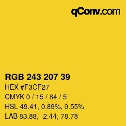 Color code: RGB 243 207 39 | qconv.com