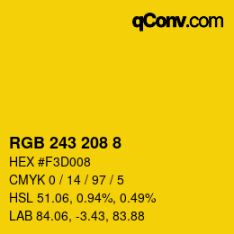 カラーコード: RGB 243 208 8 | qconv.com