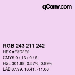 Color code: RGB 243 211 242 | qconv.com