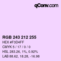 颜色代码: RGB 243 212 255 | qconv.com