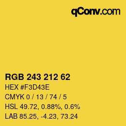 Color code: RGB 243 212 62 | qconv.com