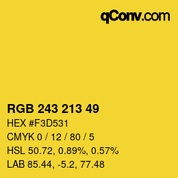 颜色代码: RGB 243 213 49 | qconv.com