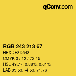 Color code: RGB 243 213 67 | qconv.com
