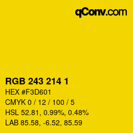 Color code: RGB 243 214 1 | qconv.com