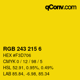 Color code: RGB 243 215 6 | qconv.com