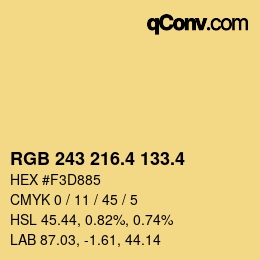 カラーコード: RGB 243 216.4 133.4 | qconv.com