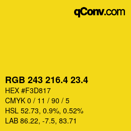 カラーコード: RGB 243 216.4 23.4 | qconv.com