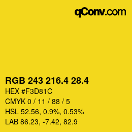 カラーコード: RGB 243 216.4 28.4 | qconv.com