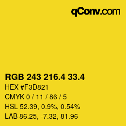 カラーコード: RGB 243 216.4 33.4 | qconv.com
