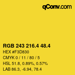 カラーコード: RGB 243 216.4 48.4 | qconv.com