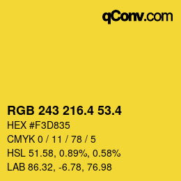 カラーコード: RGB 243 216.4 53.4 | qconv.com