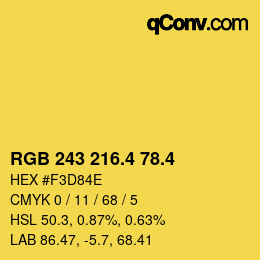 カラーコード: RGB 243 216.4 78.4 | qconv.com