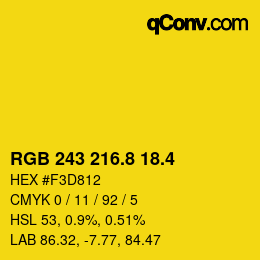 カラーコード: RGB 243 216.8 18.4 | qconv.com