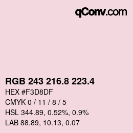カラーコード: RGB 243 216.8 223.4 | qconv.com