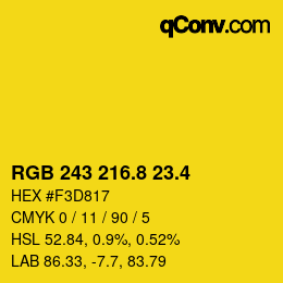 カラーコード: RGB 243 216.8 23.4 | qconv.com