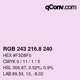 カラーコード: RGB 243 216.8 240 | qconv.com