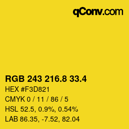 カラーコード: RGB 243 216.8 33.4 | qconv.com