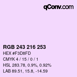 颜色代码: RGB 243 216 253 | qconv.com