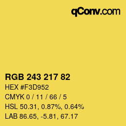Color code: RGB 243 217 82 | qconv.com