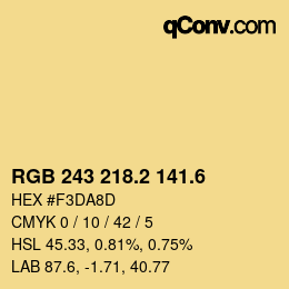 カラーコード: RGB 243 218.2 141.6 | qconv.com