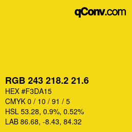 カラーコード: RGB 243 218.2 21.6 | qconv.com