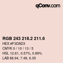 カラーコード: RGB 243 218.2 211.6 | qconv.com