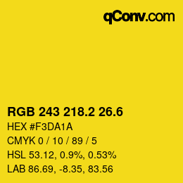 カラーコード: RGB 243 218.2 26.6 | qconv.com
