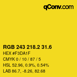 カラーコード: RGB 243 218.2 31.6 | qconv.com